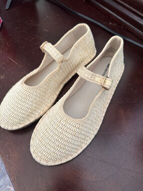 Urban Outfitters Natural Woven Slip-On Flats